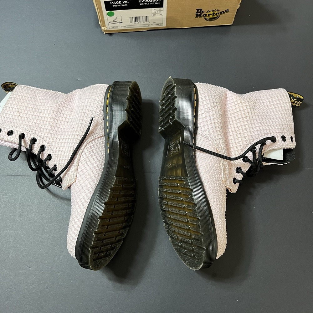 Dr. Martens Women's Page Waffle Cotton Bubblegum Barbiecore Boots Size 8 New - Picture 4 of 8